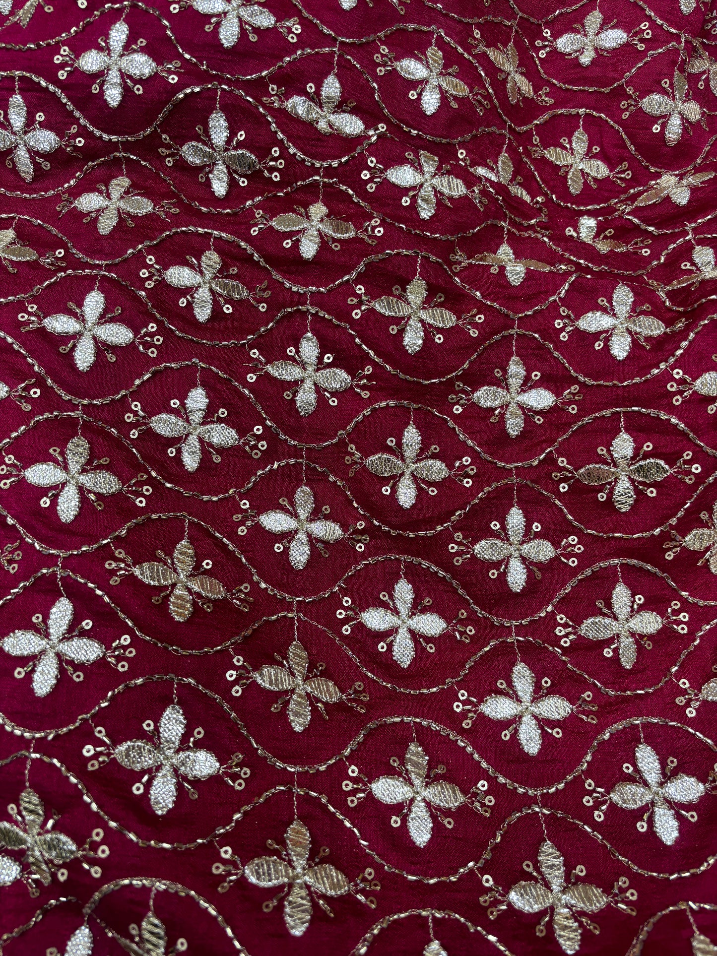 Maroon Luxe Sequin Embroidered Georgette (Silk with Gota Work)