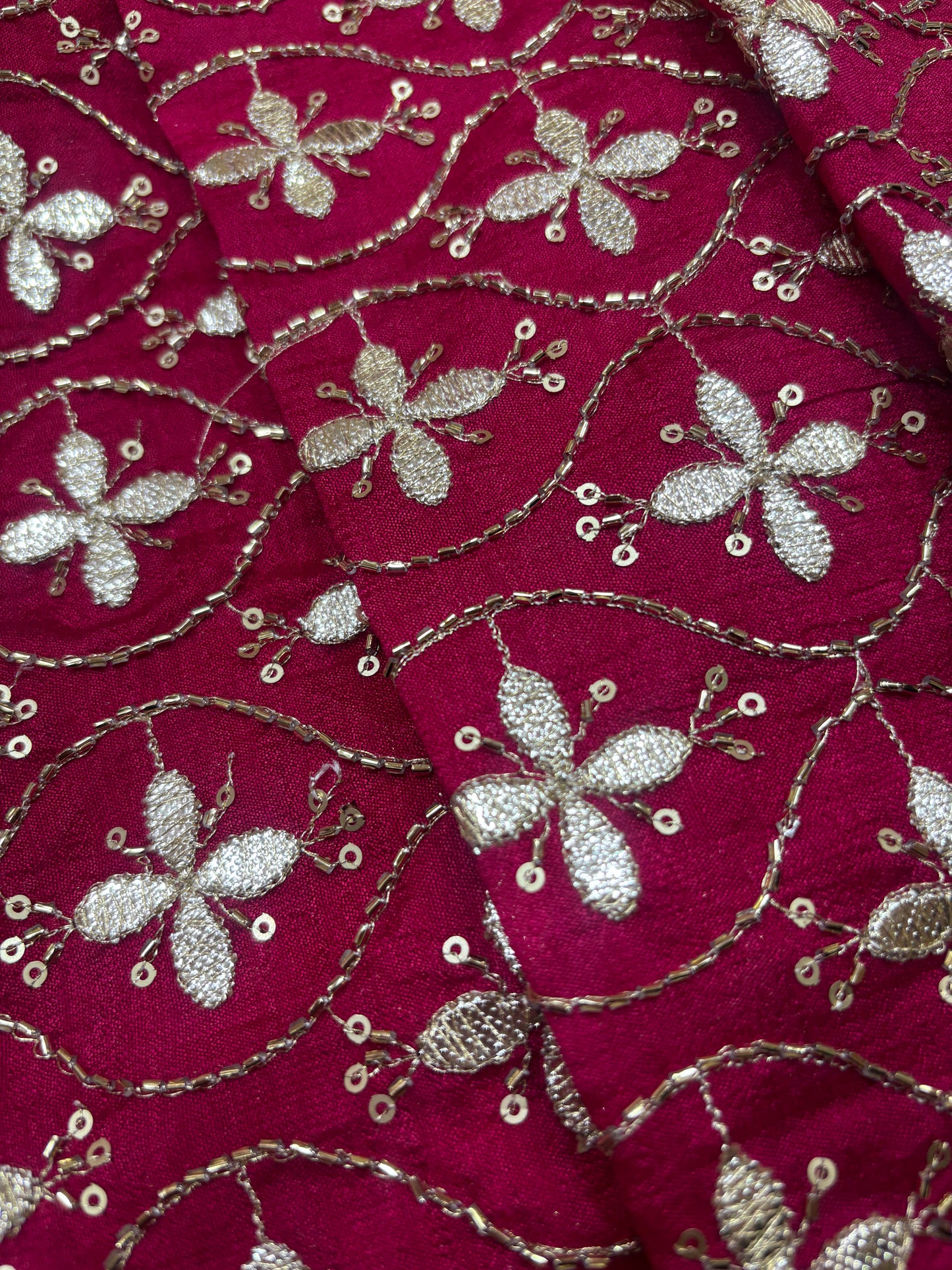 Maroon Luxe Sequin Embroidered Georgette (Silk with Gota Work)