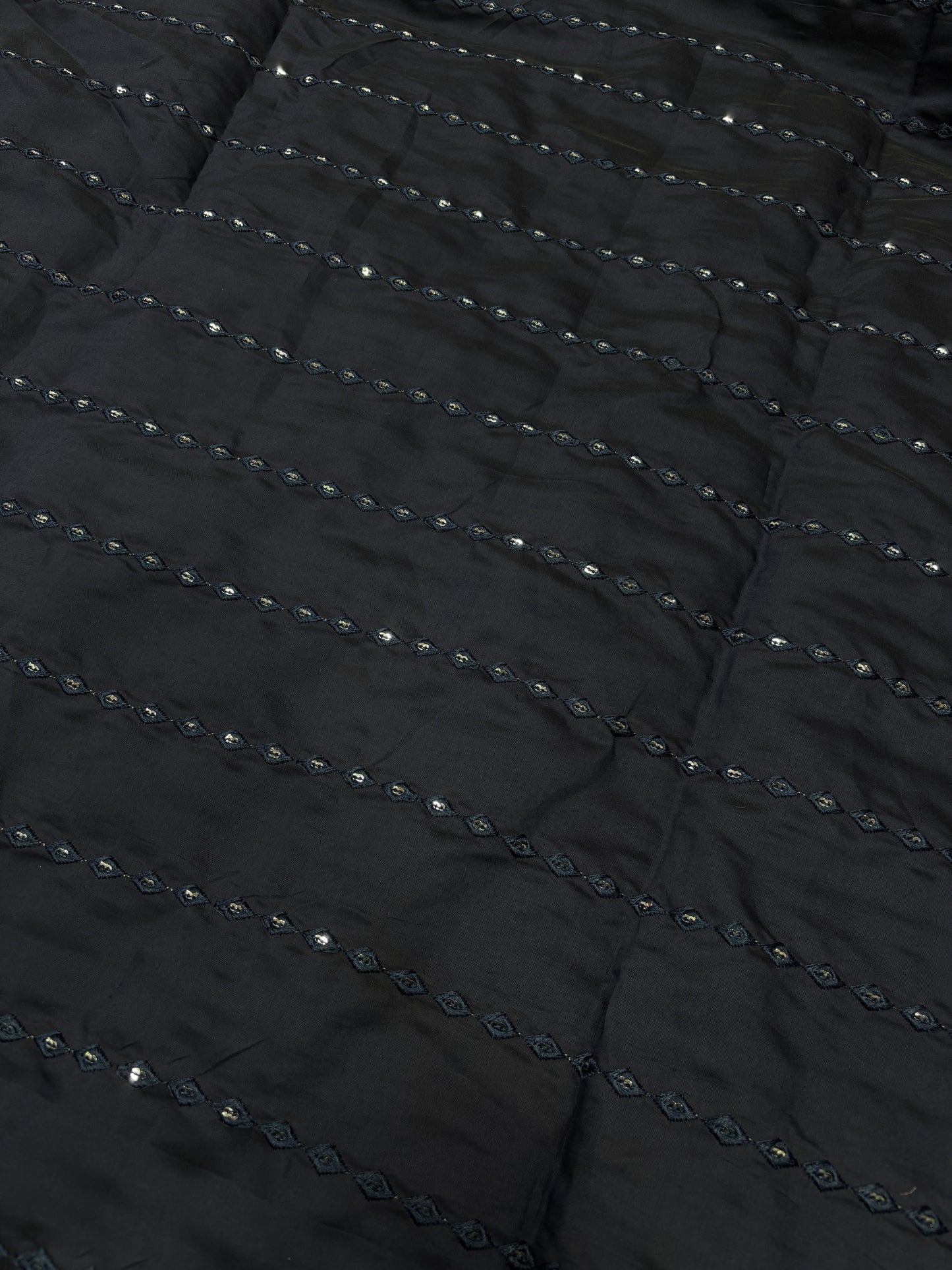 Midnight Mirrorwork Cotton Fabric (Silk with Suta Work)