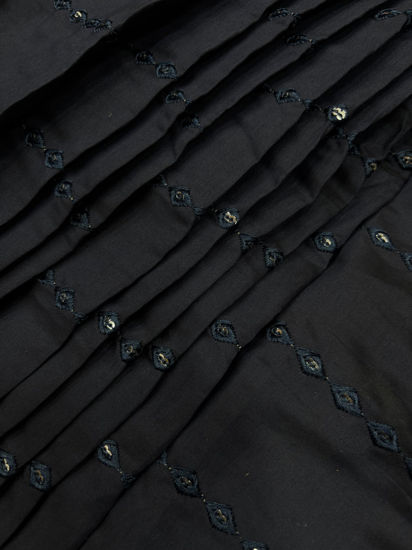 Midnight Mirrorwork Cotton Fabric (Silk with Suta Work)