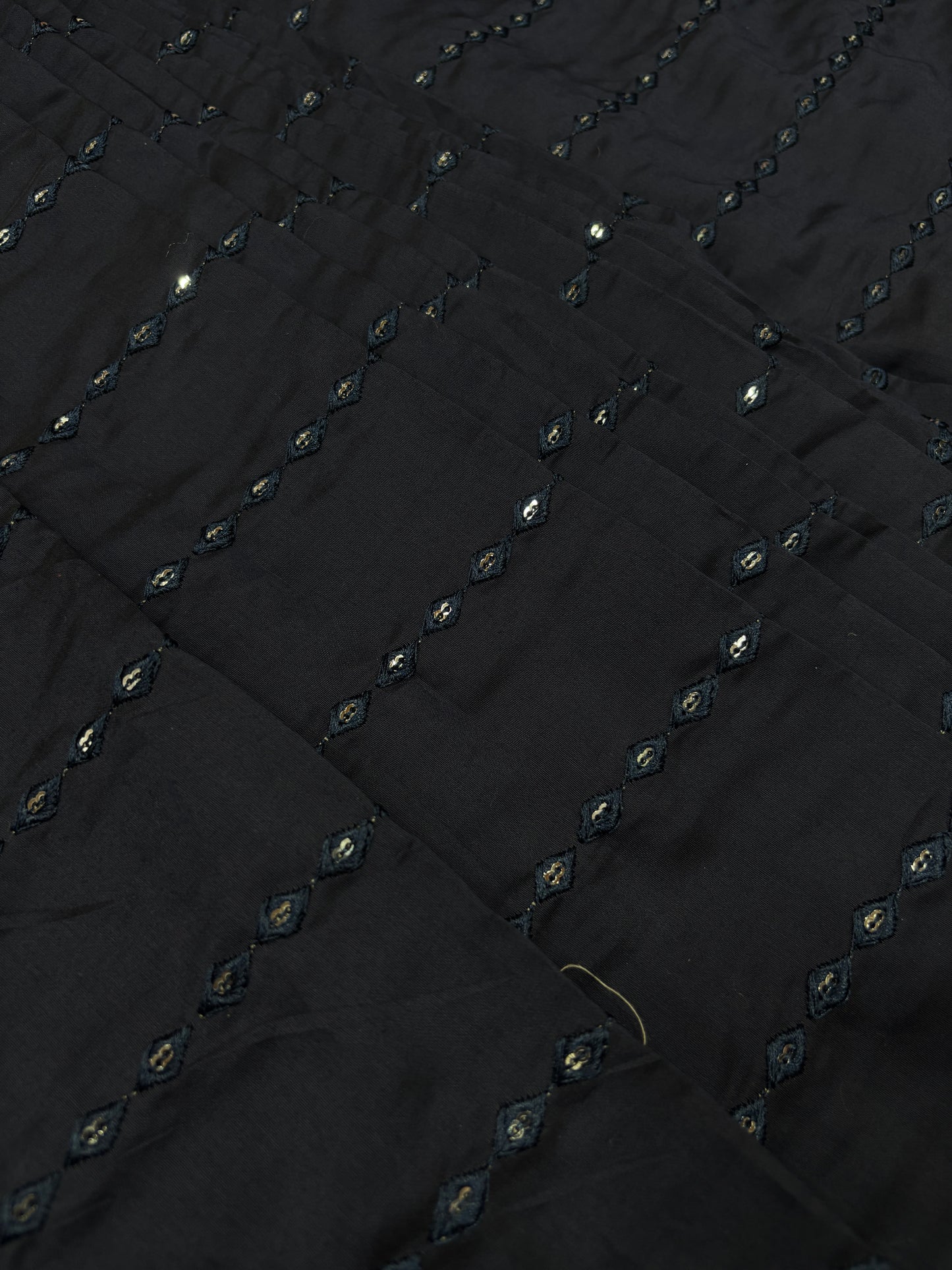 Midnight Mirrorwork Cotton Fabric (Silk with Suta Work)