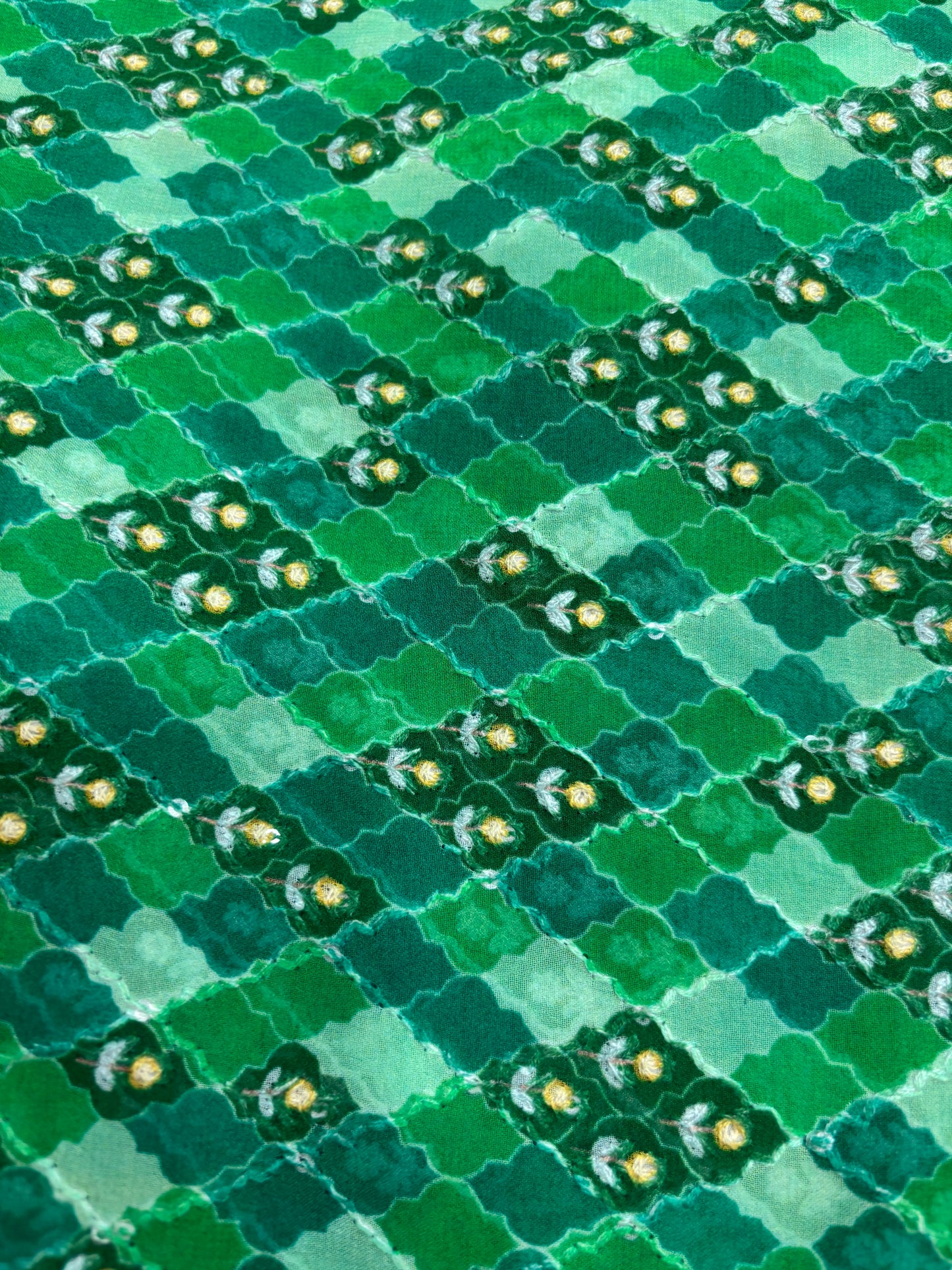 Enchanting Emerald Geometric Print Fabric