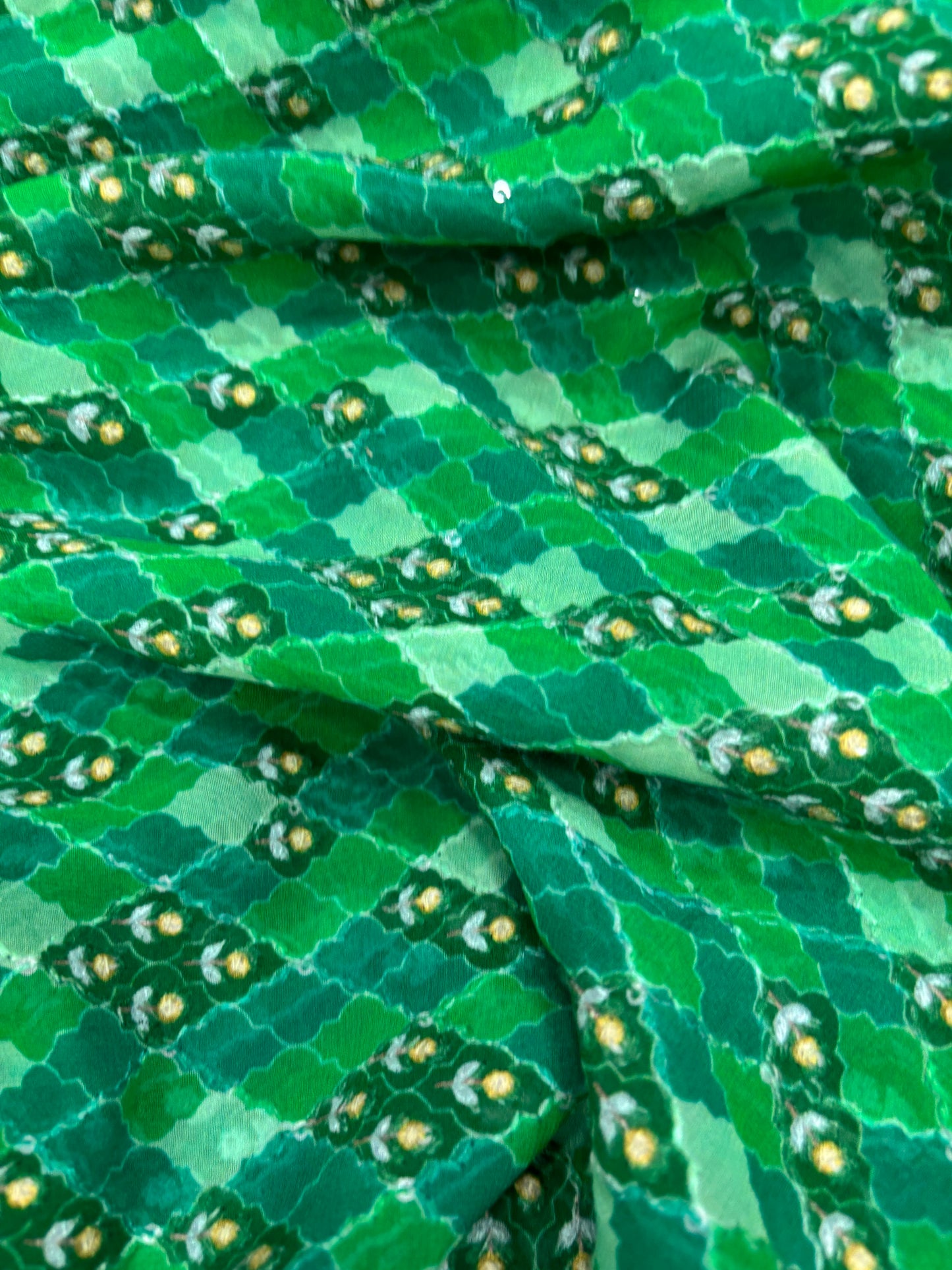 Enchanting Emerald Geometric Print Fabric