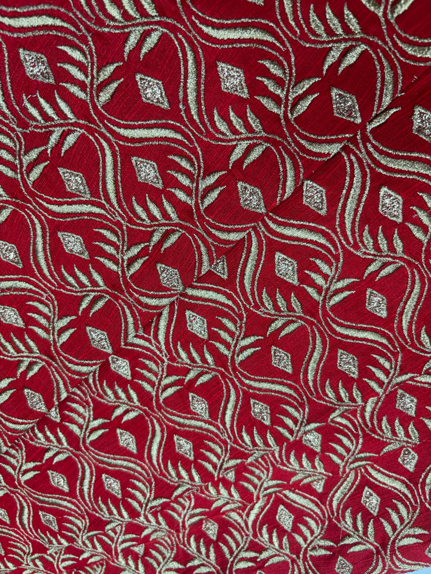 Regal Crimson Brocade with Silver Embellishment