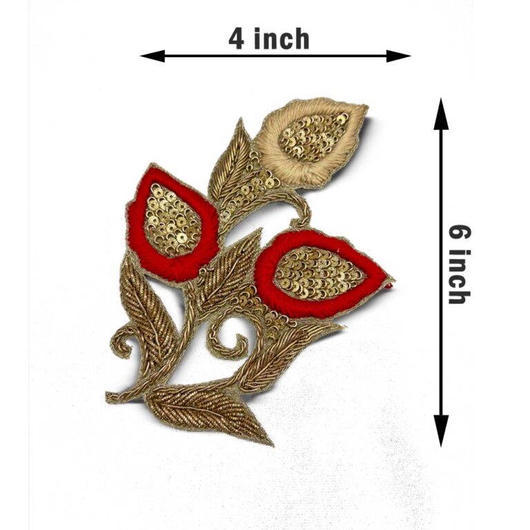 Crimson Bloom Zardozi Patch