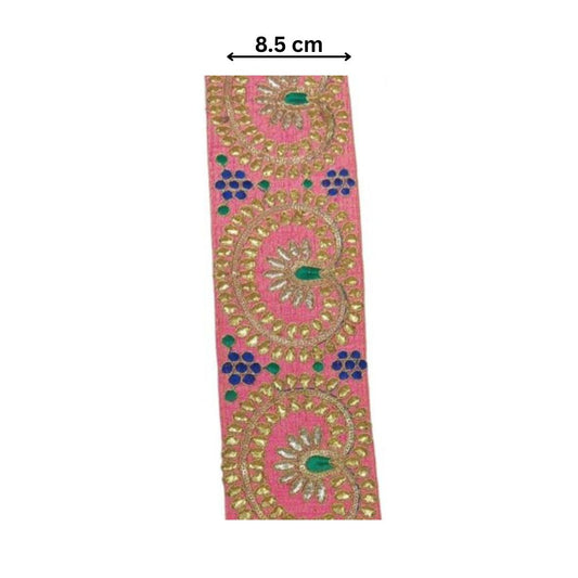 Heerana Paisley Zardozi Lace – Baby Pink (Comes in 9 Meters)