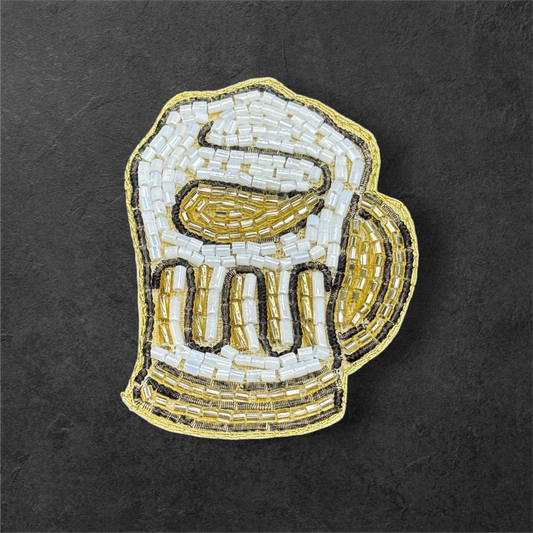 Golden Beer Mug Beaded Patch