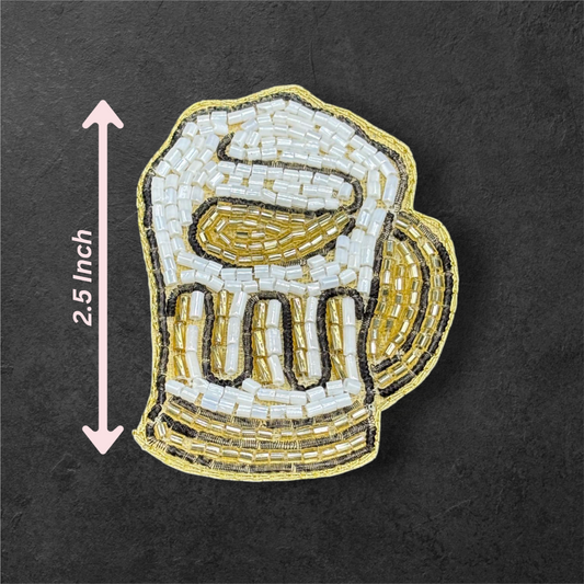 Golden Beer Mug Beaded Patch