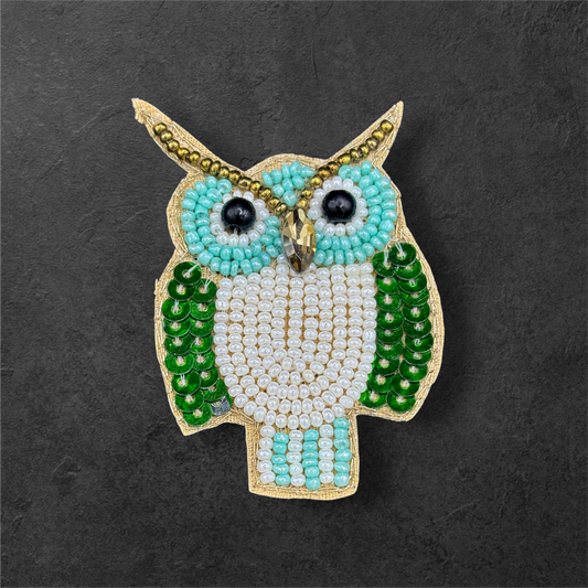 Forest Owl Beaded Patch