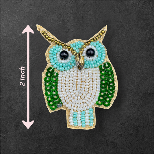 Forest Owl Beaded Patch