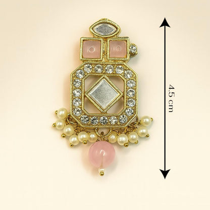 Statement Kundan & Pearl Drop Button