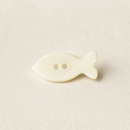 Matte Ivory Fish-Shaped Button