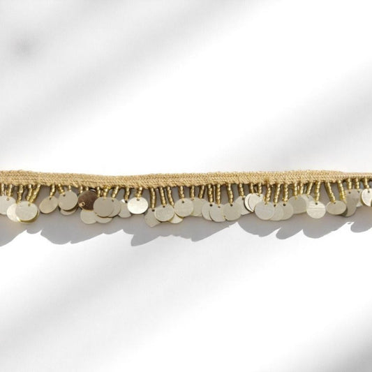 Nagma Coin Tassel Lace – Golden (9 Meters)