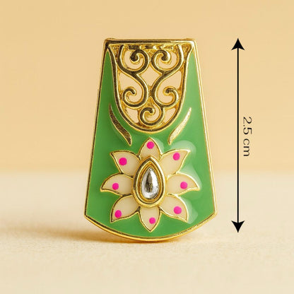 Jade Blossom Enamel Button