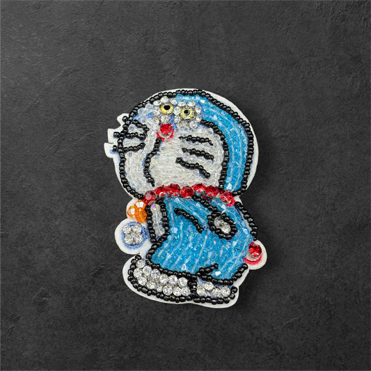 Beaded Cartoon Cat Patch (Doraemon Inspired)