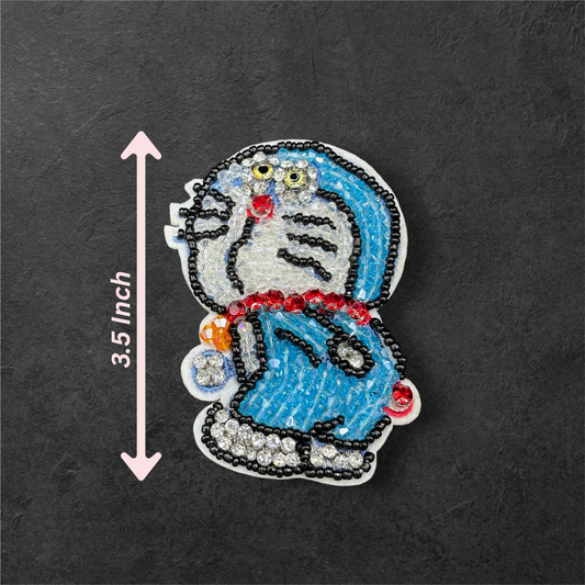 Beaded Cartoon Cat Patch (Doraemon Inspired)