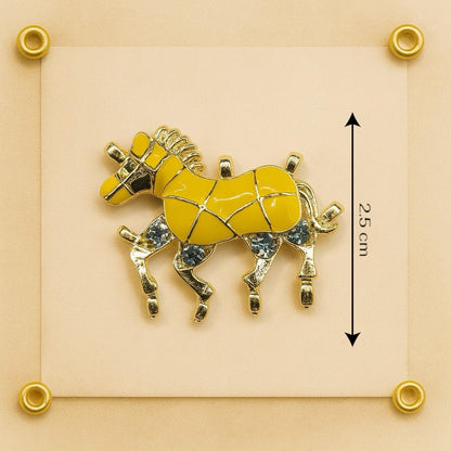 Golden Yellow Mosaic Horse Button