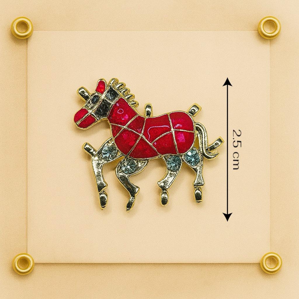 Crimson Mosaic Horse Button