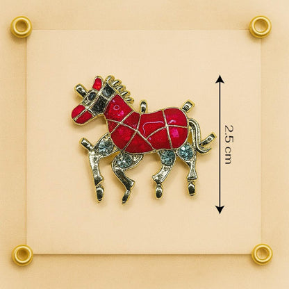 Crimson Mosaic Horse Button