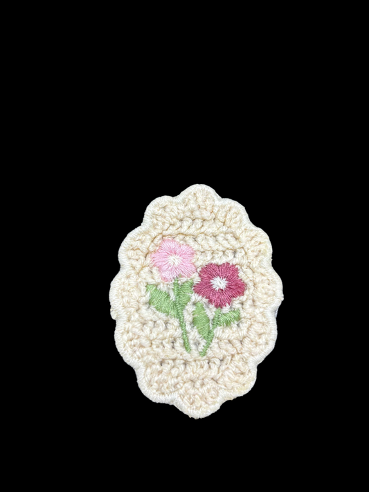 Blossom Pair Crochet Patch (Pink &amp; Maroon)