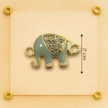 Sage Green Elephant Button with Crystal Accents