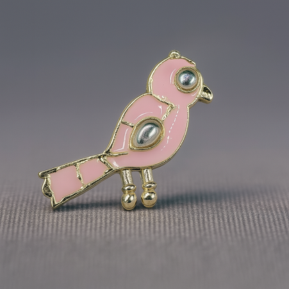 Blush Pink Bird Button with Mirror Embellishments