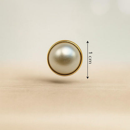 Classic Pearl Dome Button with Gold Rim