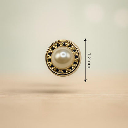 Royal Pearl Button with Gold Crystal Halo