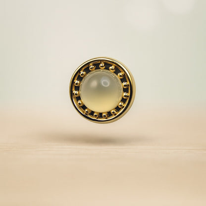 Golden Glow Opal Button with Beaded Rim