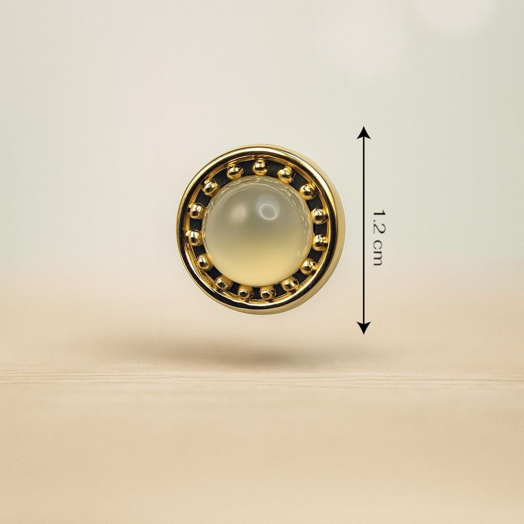 Golden Glow Opal Button with Beaded Rim