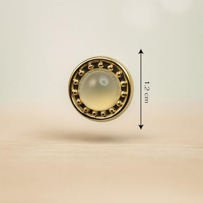 Golden Glow Opal Button with Beaded Rim