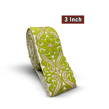 Mehendi Green Floral Zari Embroidered Border (Comes in 9 Meters)