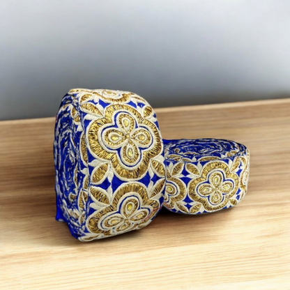 Royal Blue Ornate Floral Zari Embroidered Border (Comes in 9 Meters)