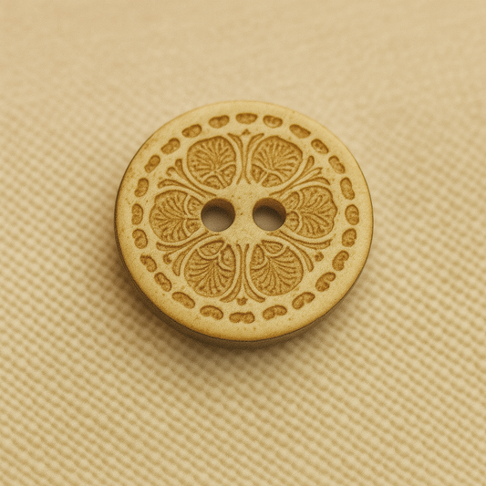 Acanthus Leaf &amp; Floral Border Wooden Button