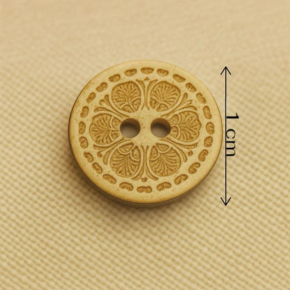 Acanthus Leaf &amp; Floral Border Wooden Button
