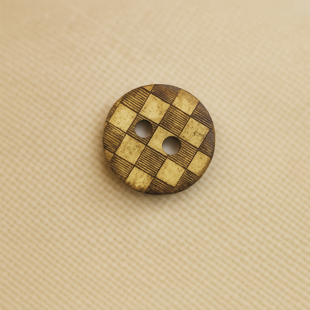 Checkered &amp; Striped Wooden Button