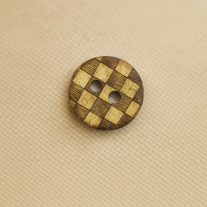 Checkered &amp; Striped Wooden Button