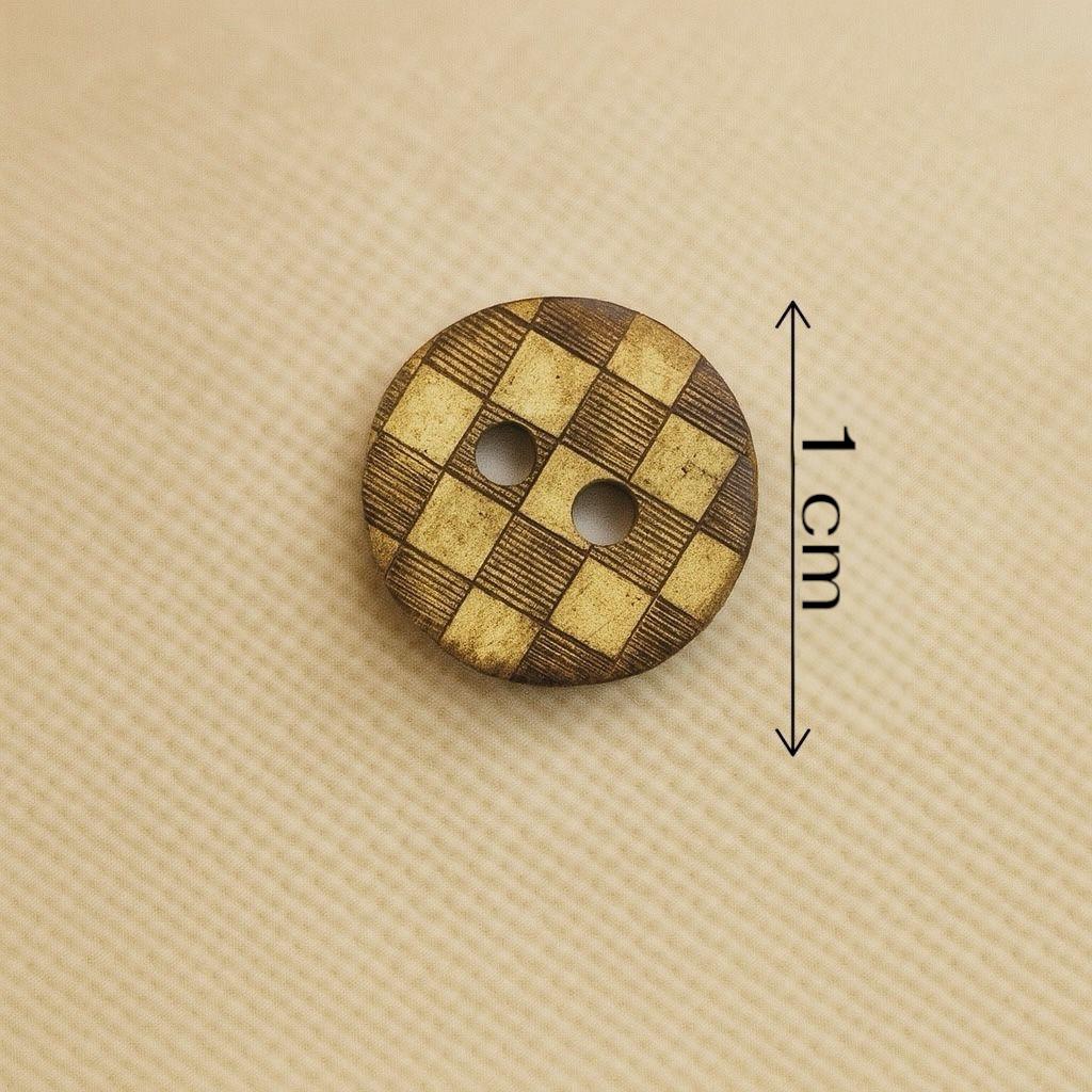 Checkered &amp; Striped Wooden Button