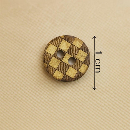 Checkered &amp; Striped Wooden Button