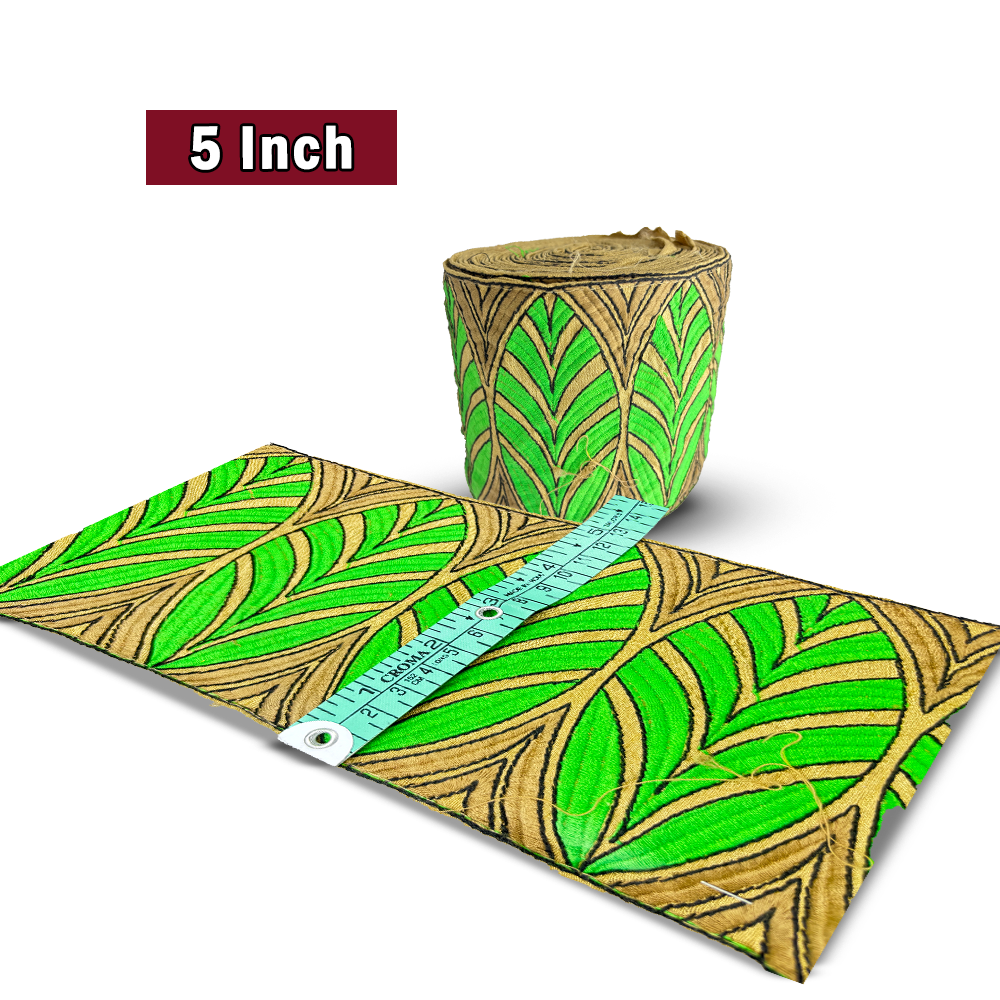 Palmweave Luxe Border – Parrot Green | 5 Inch (Comes in 9 Meters)