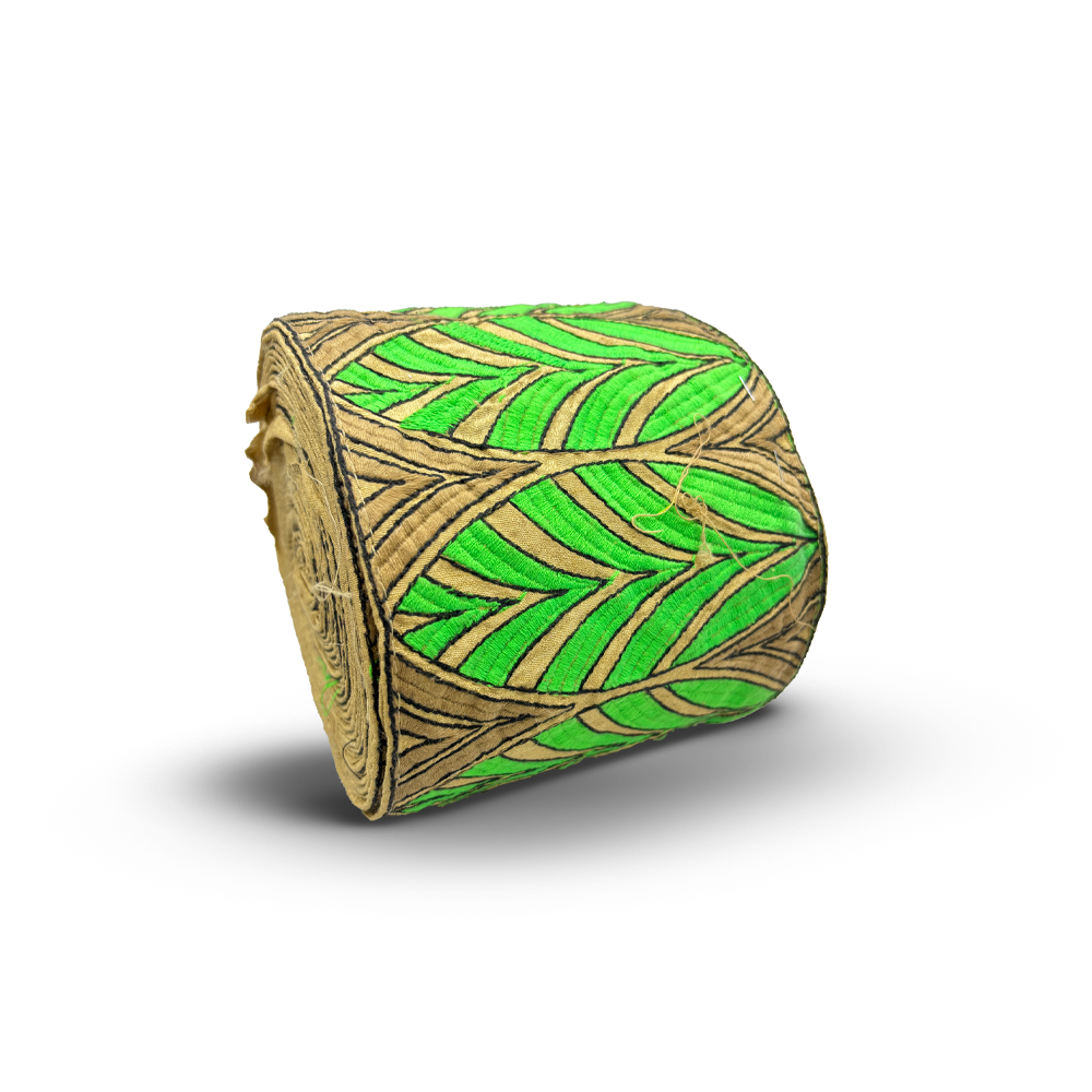 Palmweave Luxe Border – Parrot Green | 5 Inch (Comes in 9 Meters)
