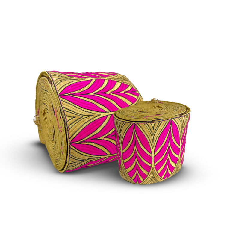 Palmweave Luxe Border – Rani Pink | 5 Inch (Comes in 9 Meters)