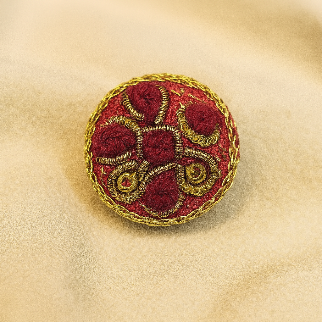 Ruby Bloom & Golden Embellish Button