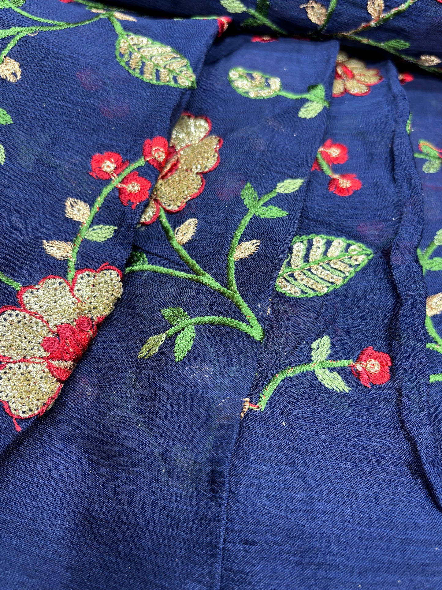 Golden Bloom Vine (Chinon with Embroidery Work)
