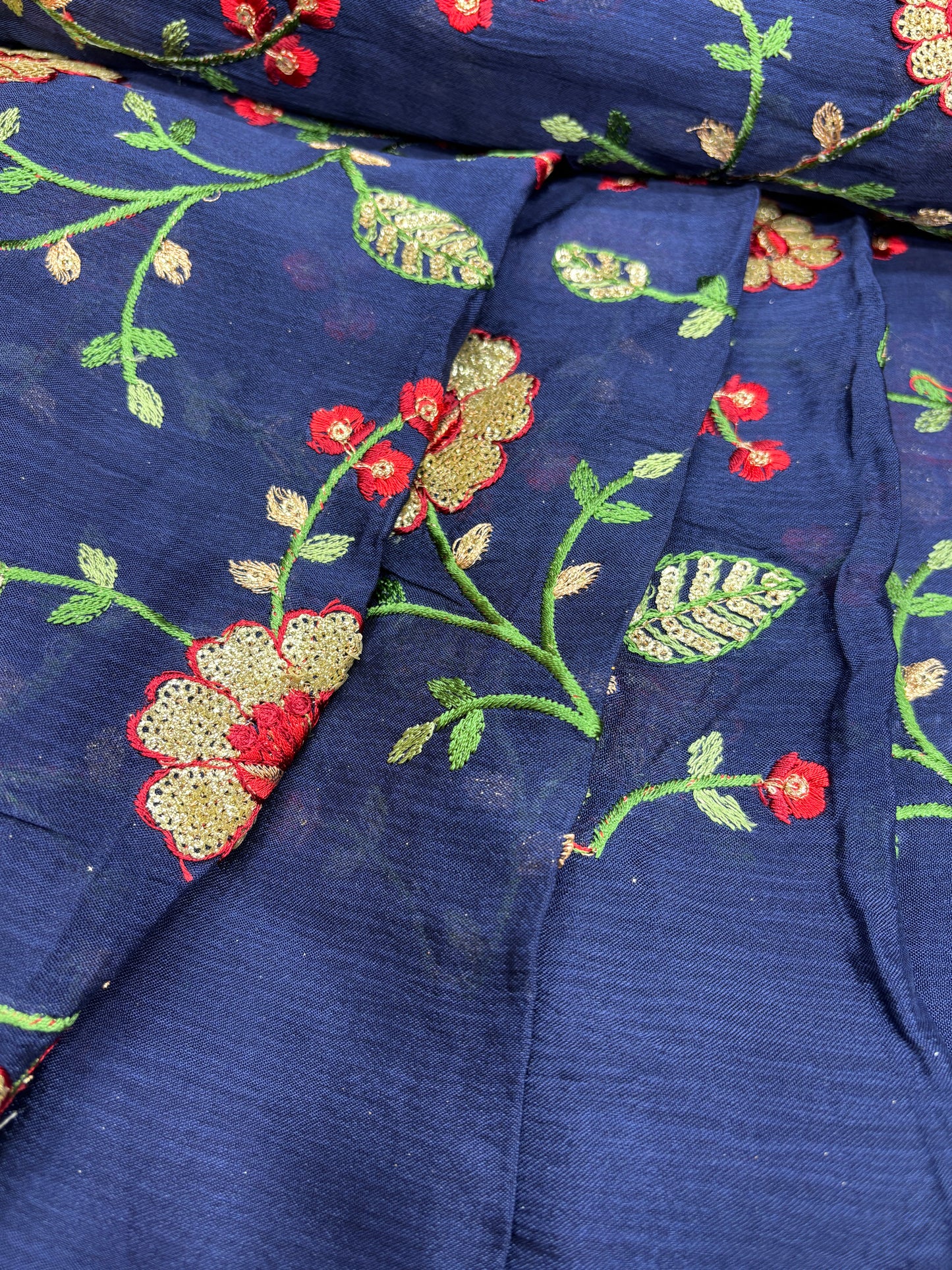 Golden Bloom Vine (Chinon with Embroidery Work)