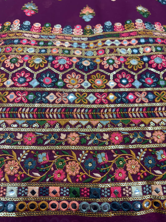 Meadow Festival Embroidery (Gorjet with Suta and Mirror Work)