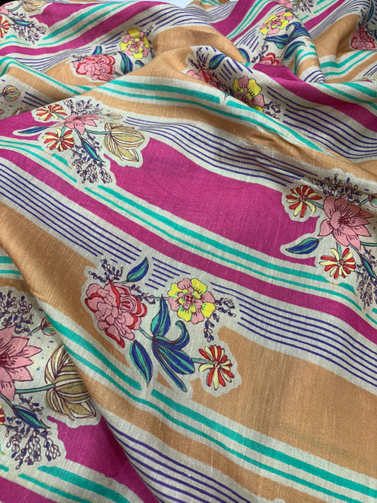 Floral Stripe Canvas (Linen Print)