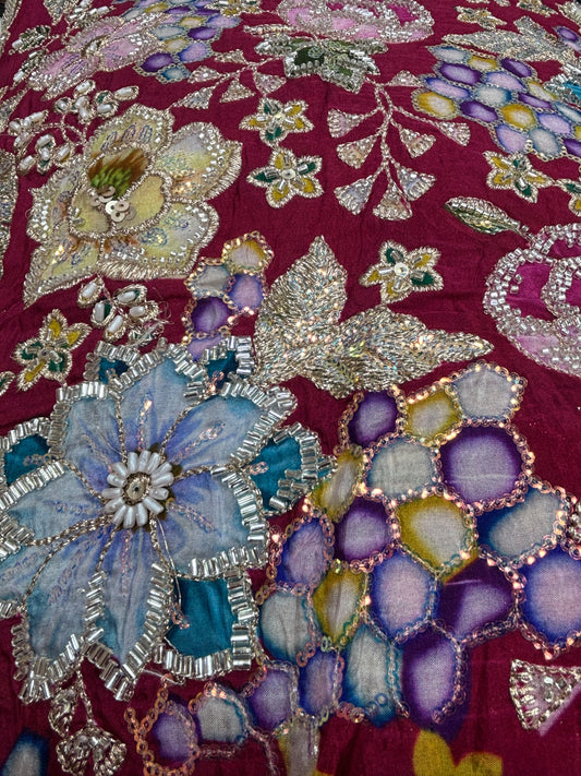 Regal Velvet Garden (Crape with cut dana work)