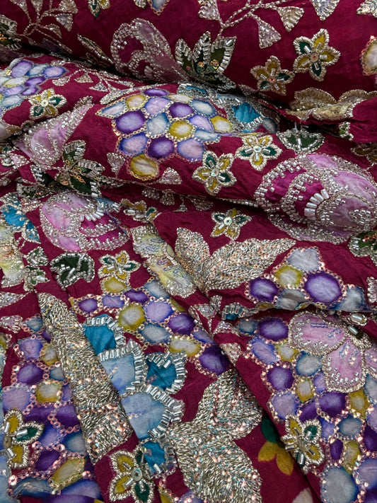 Regal Velvet Garden (Crape with cut dana work)