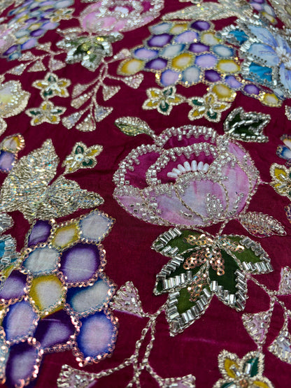 Regal Velvet Garden (Crape with cut dana work)